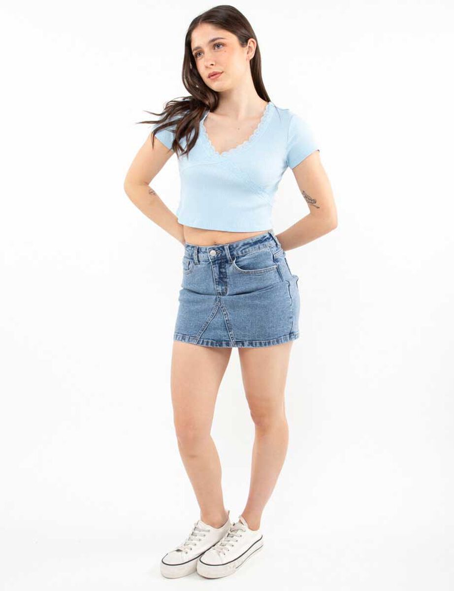 Polera Crop Manga Corta Mujer Icono