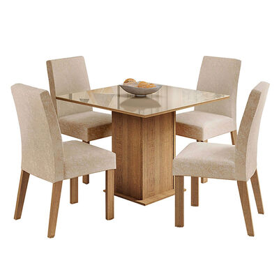 Juego de Comedor VekkaHome Linda 4 Sillas Café