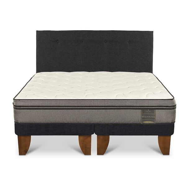 Cama Europea Base Dividida Belsogno 2 Plazas Signature + Respaldo Black