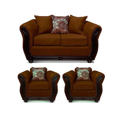 Juego de Living Elegant Detail Girona Sofá 2 Cuerpos + Dos sillones 1 Cuerpo Café