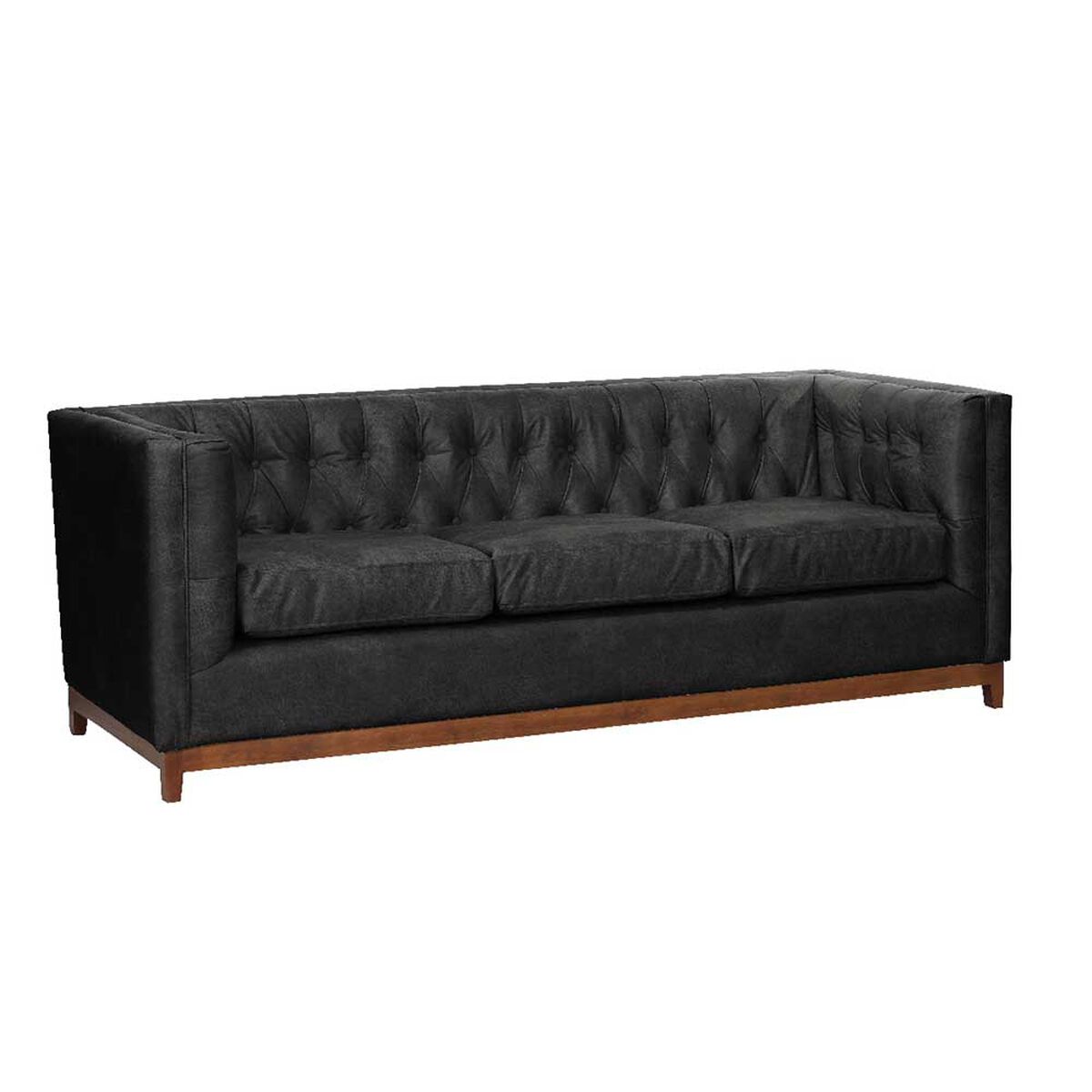Sof&aacute; Latam Home Cuero Colorado Roma 3 Cuerpos Negro