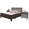 Combo Cama Europea Rosen 2 Plazas Ergo T + Respaldo + 2 Veladores Dreams Treliza Gris + Pack Almohadas Celta Imperial Soft