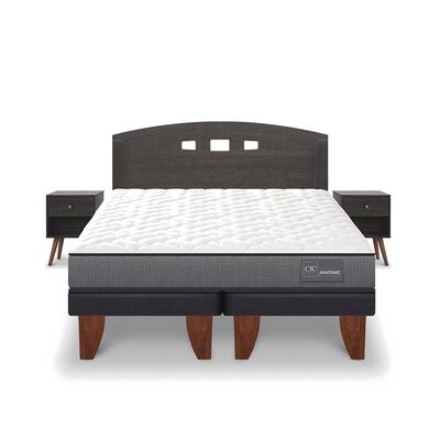 Imagen 1 del producto Cama Europea CIC Base Dividida 2 Plazas Anatomic + Respaldo + 2 Veladores Gales