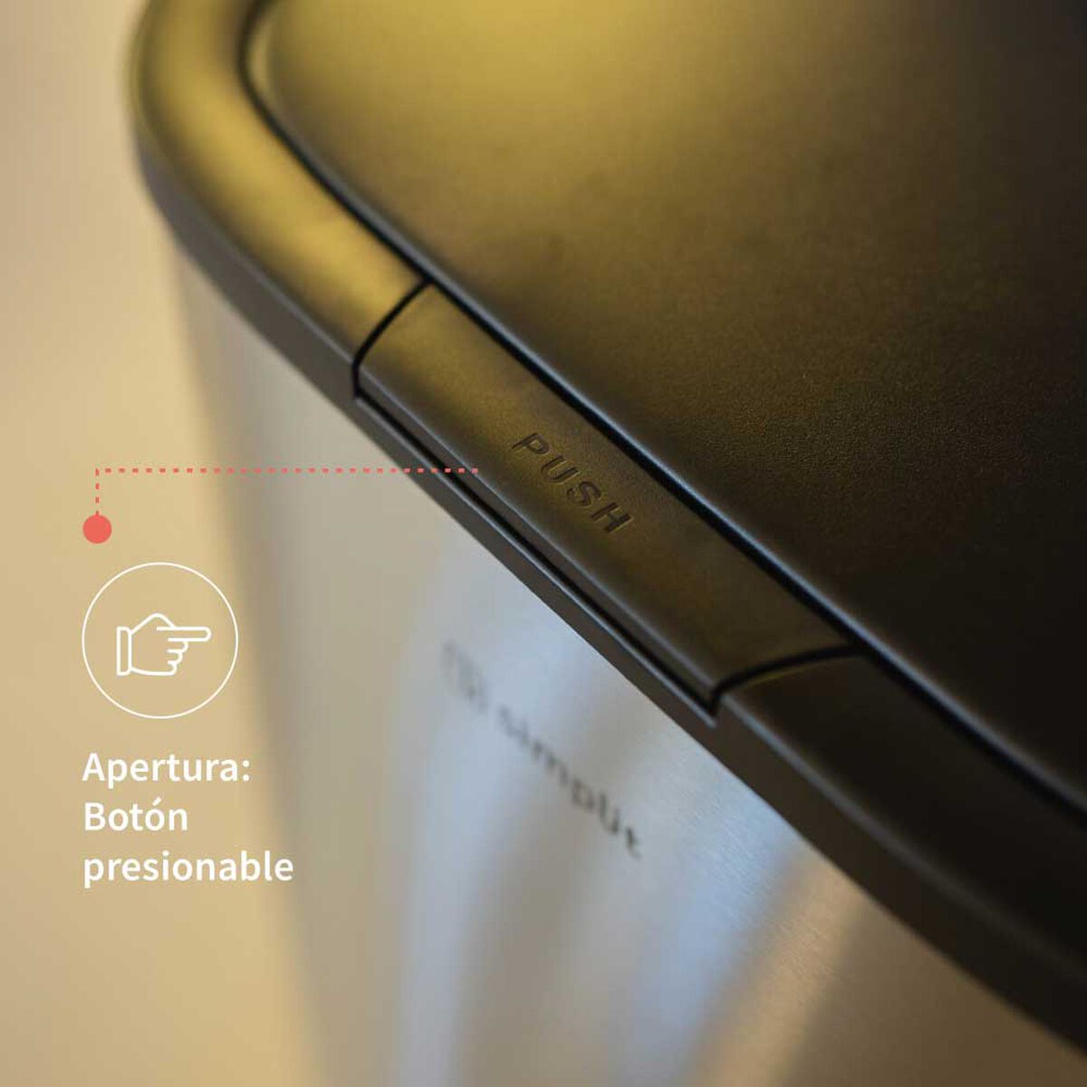 Basurero de Cocina Simplit Handy Táctil Acero Inoxidable 55 lt Gris