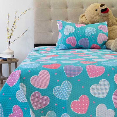 Quilt Doral 1,5 Plazas Origins Corazones