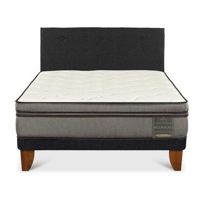 Cama Europea Belsogno 1,5 Plazas Signature + Respaldo Black