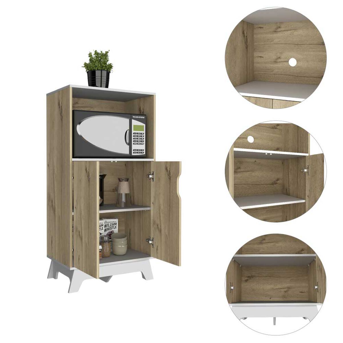 Mueble para Microondas TuHome Bi Color Duna Blanco 2 Puertas