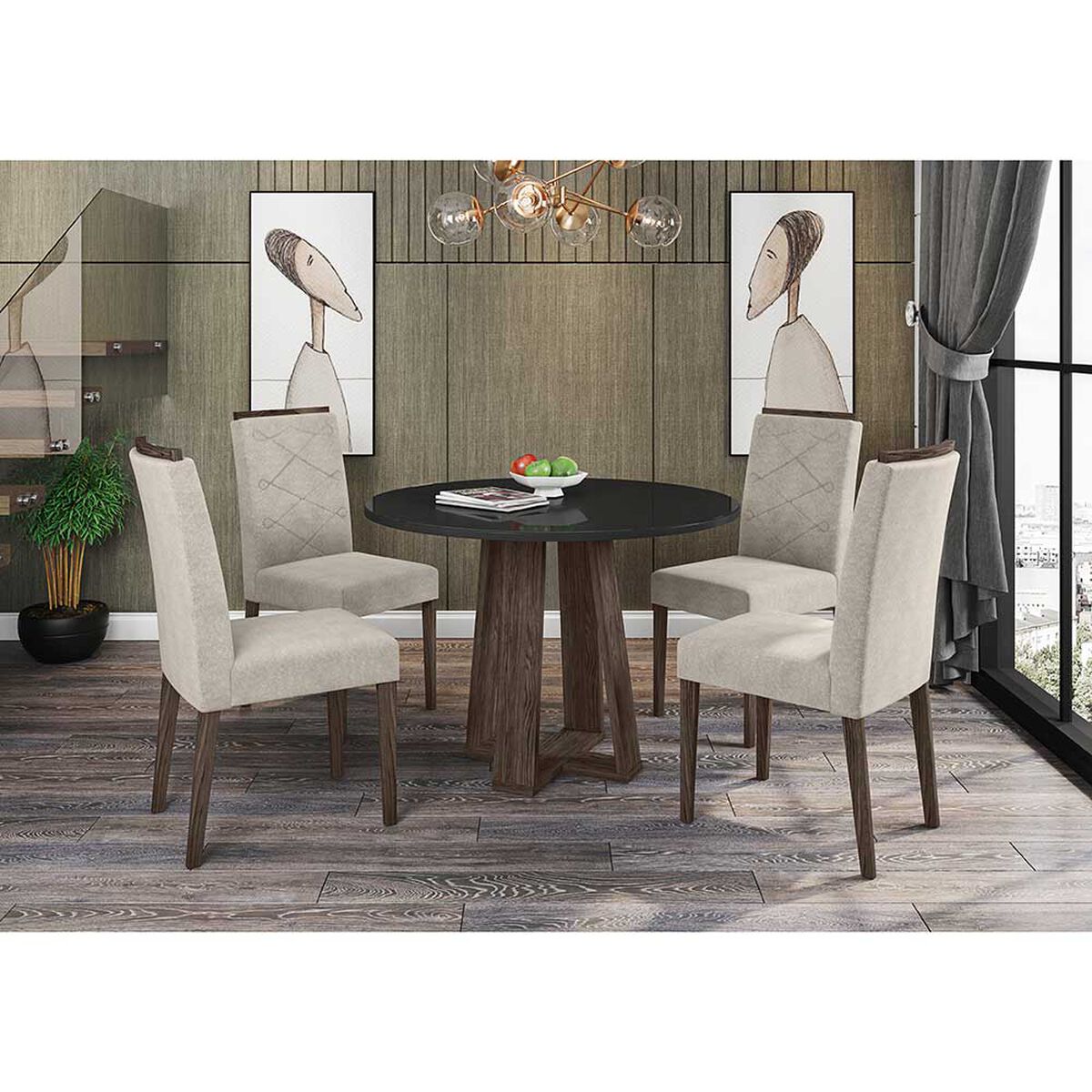 Juego de Comedor Jdo & Design Isabella Beige 4 Sillas 