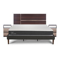 Cama Europea CIC King New Ortopedic + Respaldo Enio + 2 Veladores