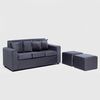 Juego de Living Almore Paris 3 Cuerpos + Dos Pouf 1 Cuerpo Negro