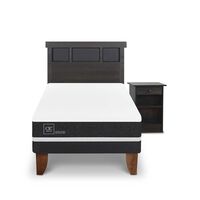 Cama Europea CIC 1,5 Plazas Ortopedic + Respaldo + Velador Dublin