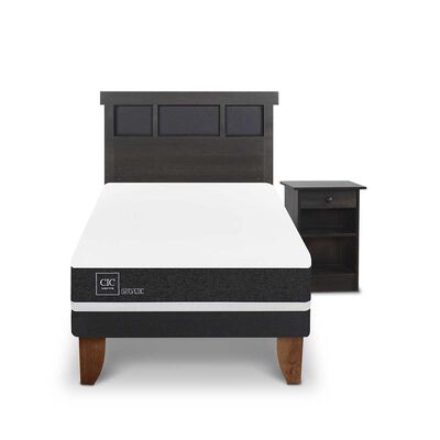 Cama Europea CIC 1,5 Plazas Ortopedic + Respaldo + Velador Dublin