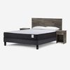 Cama Europea Rosen 2 Plazas Wave + Respaldo + 2 Veladores Tabor Grafito + 2 Almohadas Light Americana