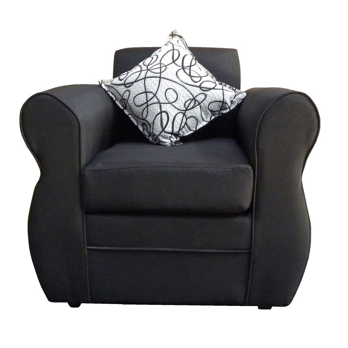 Juego de Living Almore Francia Sofá 3 Cuerpos + Dos Sillones 1 Cuerpo Negro