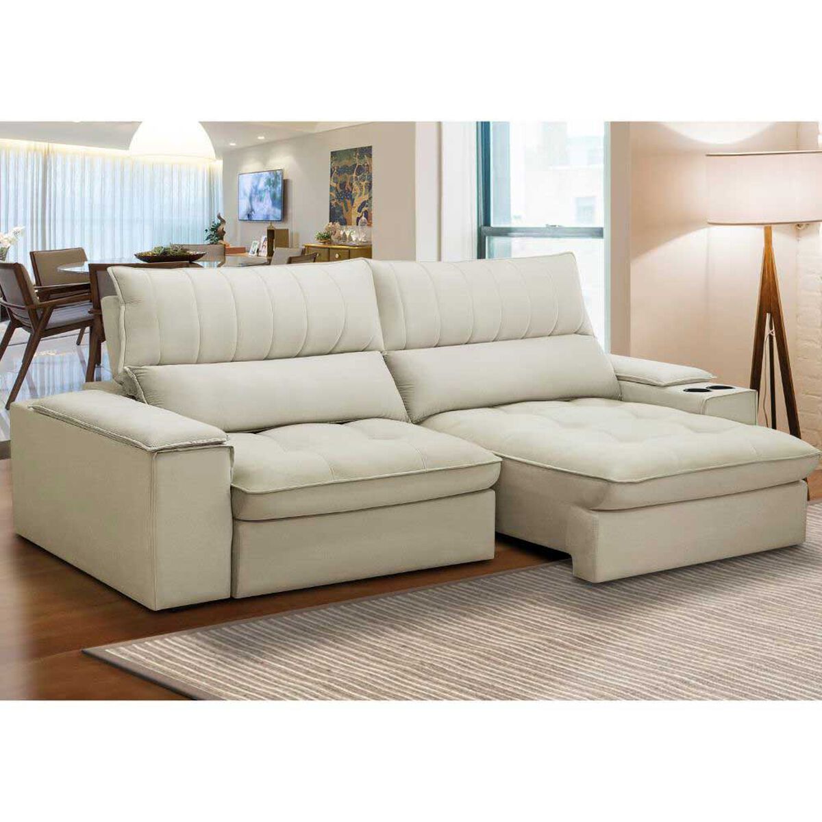 Sofá Amuv Bariloche Reclinable 3 Cuerpos Beige