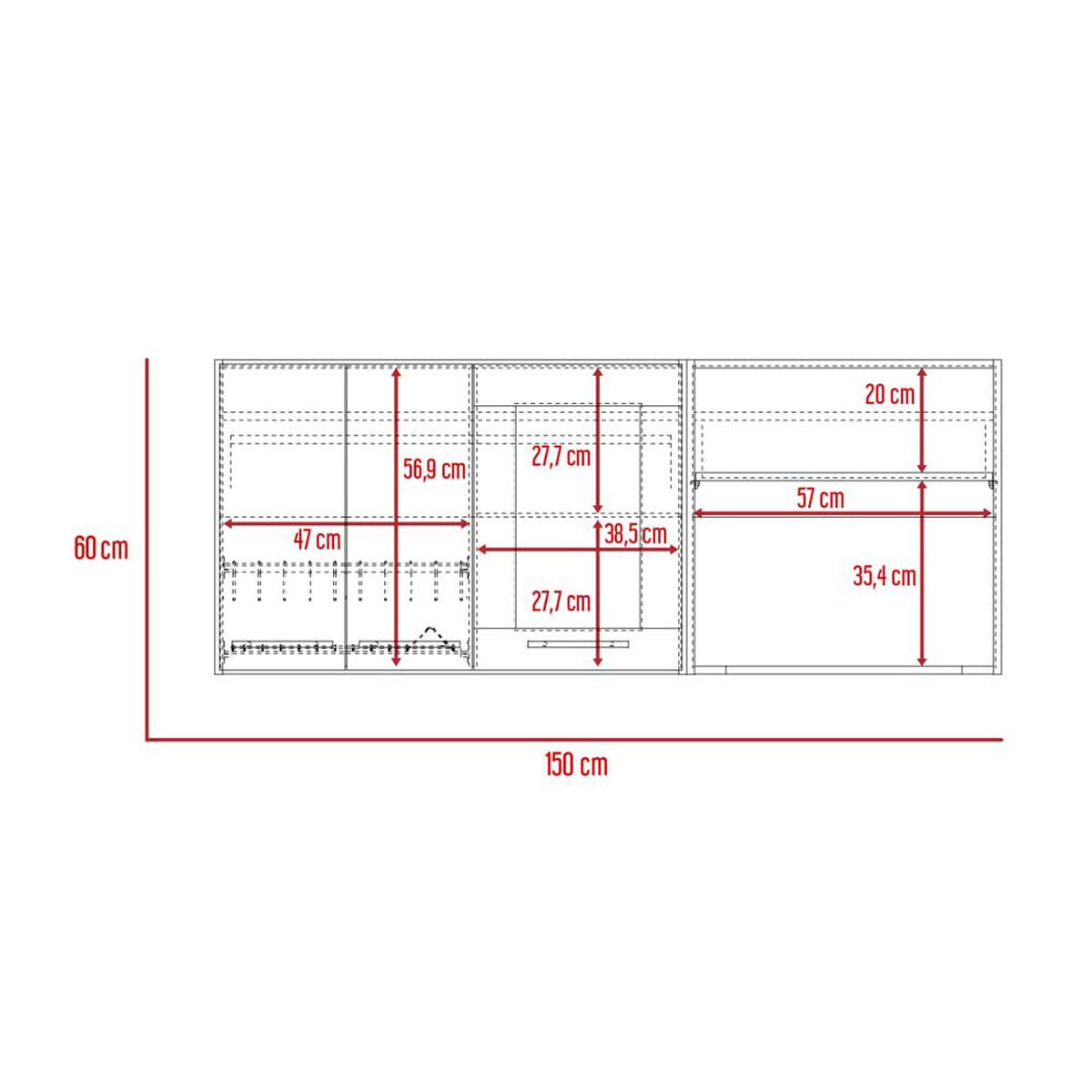 Mueble de Cocina Superior TuHome Hasselt 5 Puertas Gris Rovere