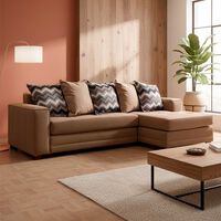 Sofá Seccional Derecho Living Factory Milan 3 Cuerpos Chocolate