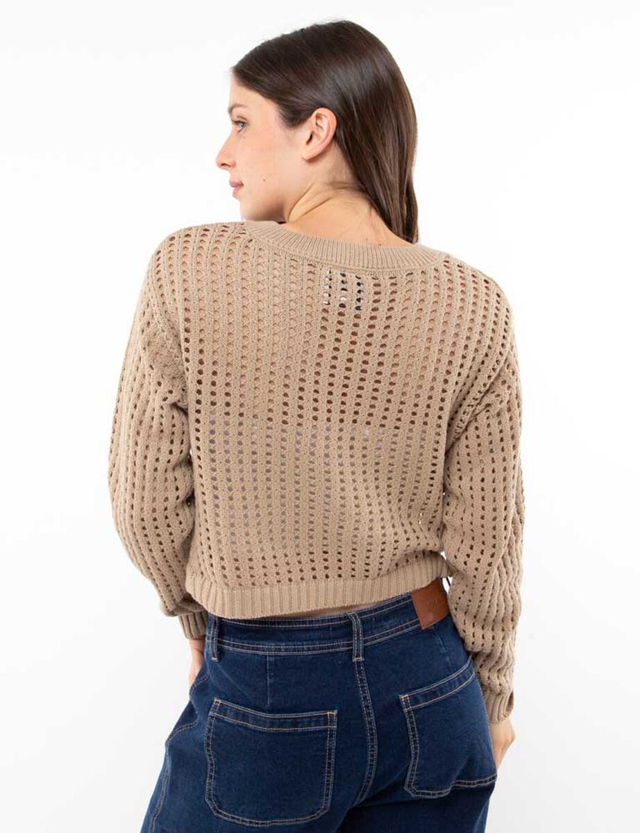 Sweater Crop Crochet Mujer Icono
