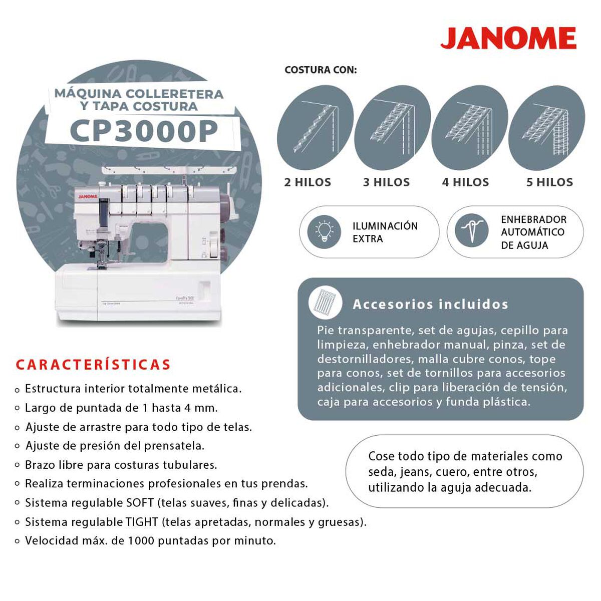Máquina de Coser Colleretera Janome 3000P