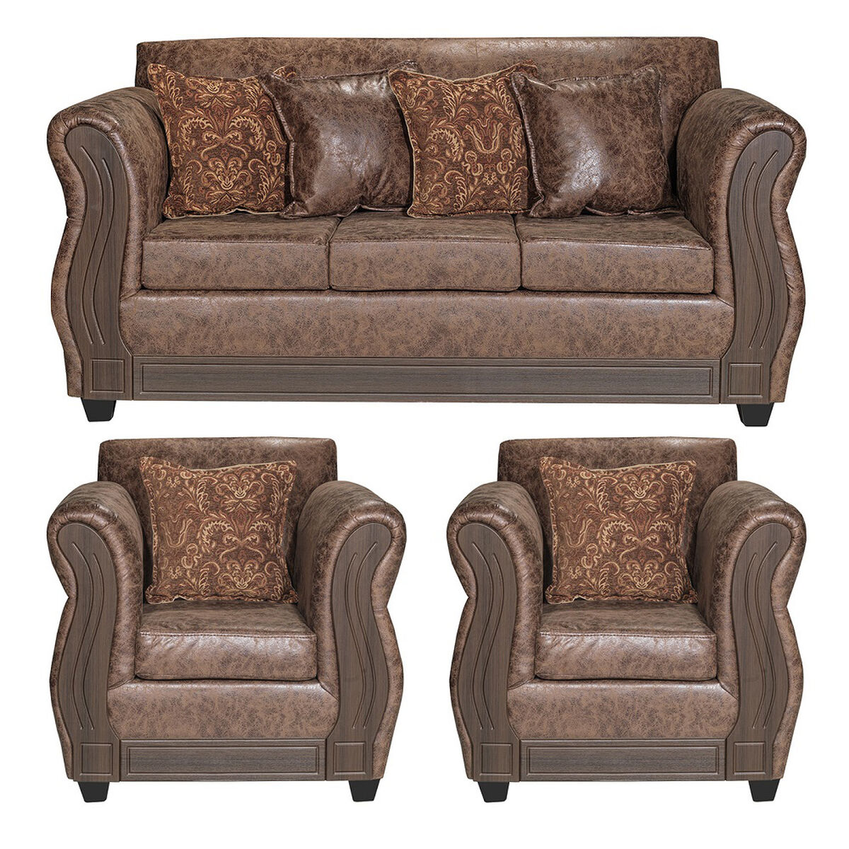 Juego de Living Essenza David 3-1-1 Caf&eacute;