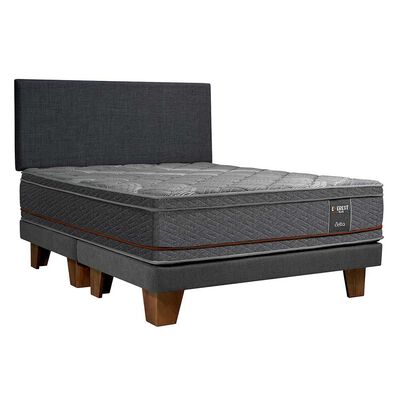 Cama Europea Celta Base Dividida 2 Plazas Copper Black + Respaldo