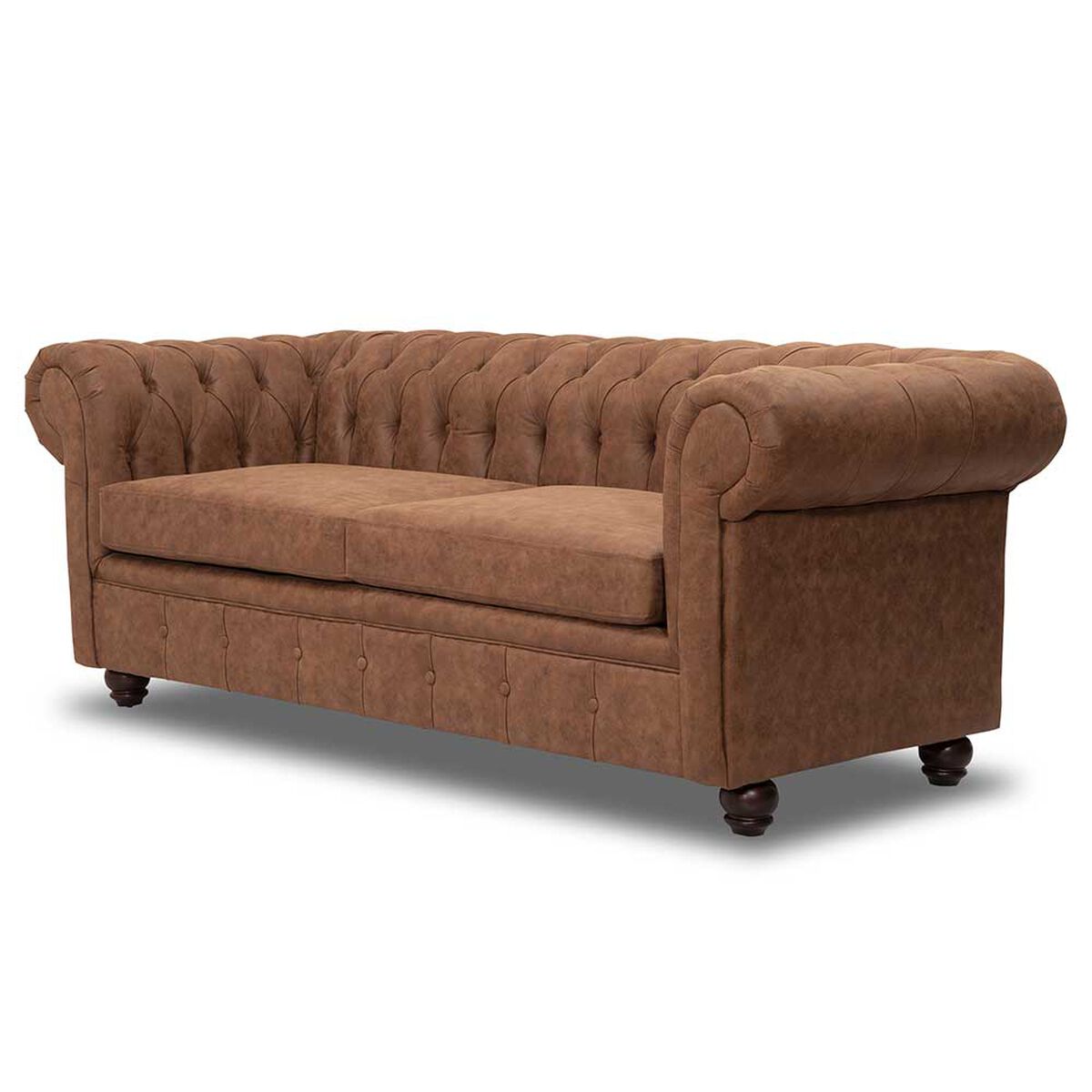 Sofá Innovamuebles Manchester Capitoné Cuero 3 Cuerpos Brown