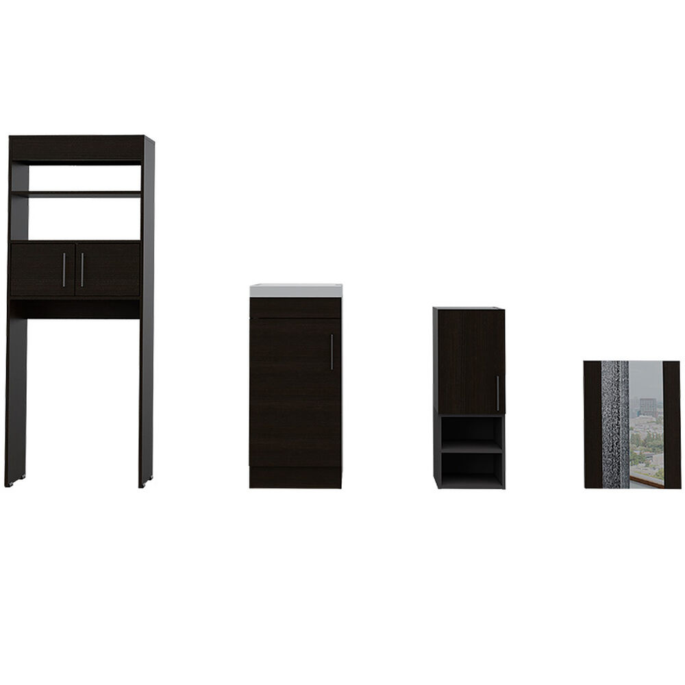 TUHOME Set Muebles Ahorrador + Auxiliar + Lavamanos + Espejo Flotante