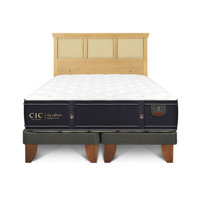 Cama Europea CIC Base Dividida 2 Plazas Grand Premium + Respaldo Torino Mostaza