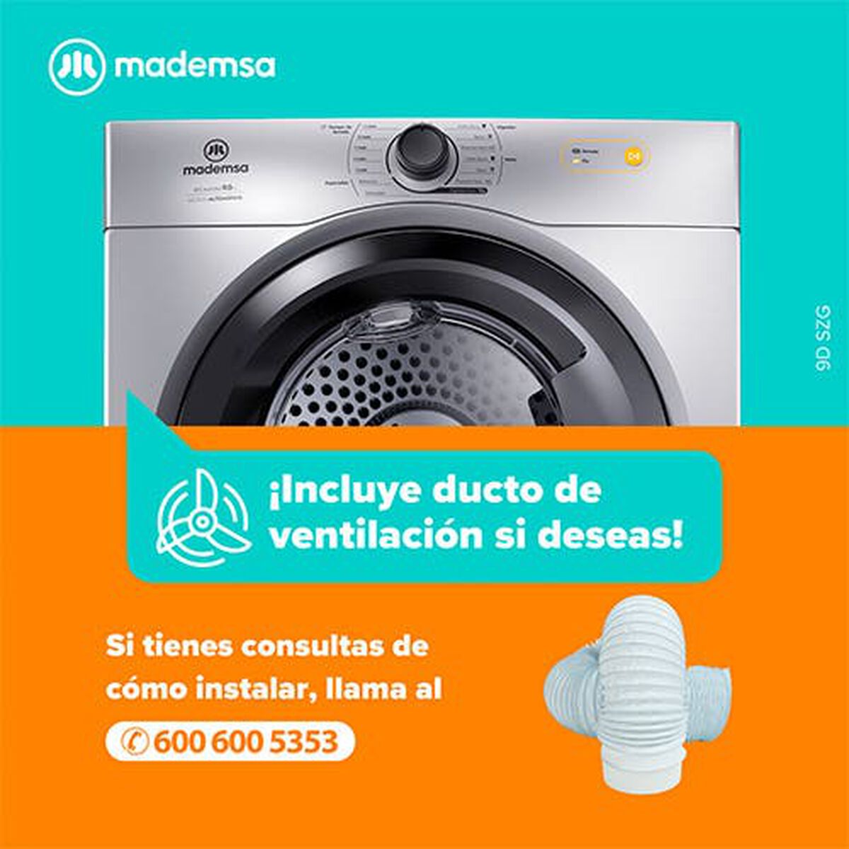 Secadora de Ropa Mademsa 9D SZG 9 kg.