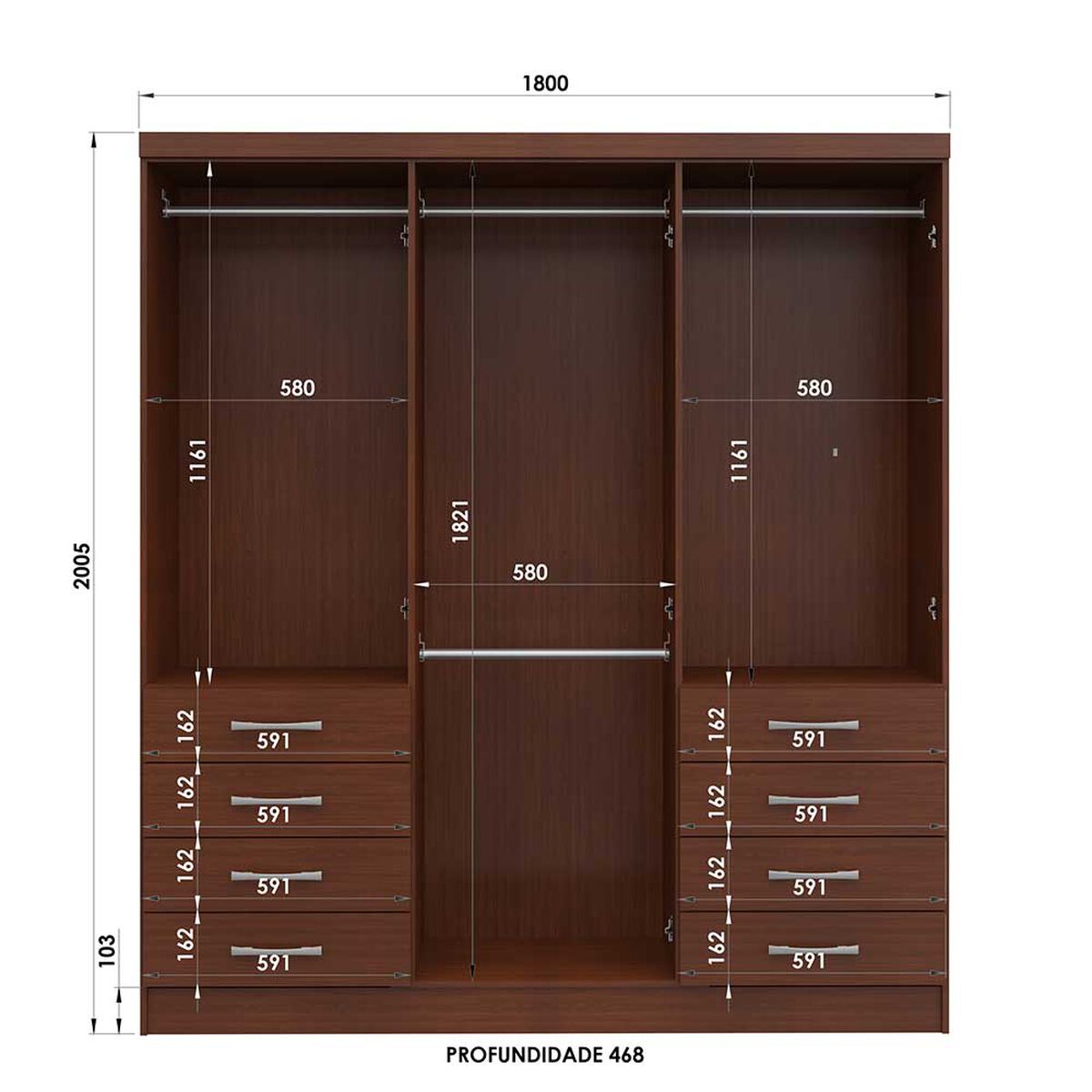 Clóset S338 6 Puertas 8 Cajones