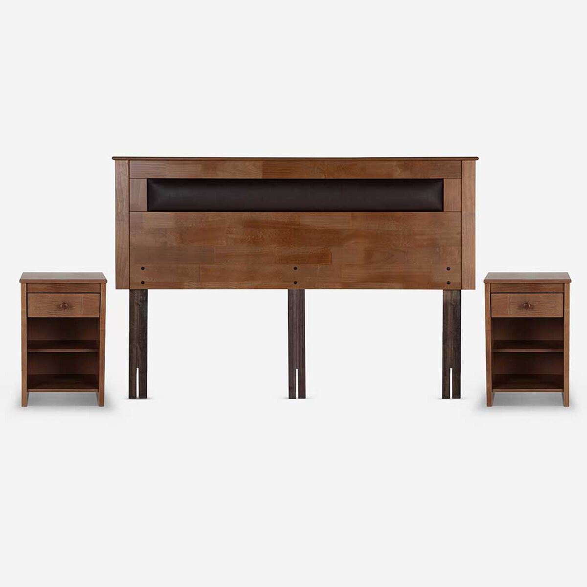 Cama Europea Rosen Base Dividida King Indie + Respaldo + 2 Veladores Ferrera