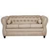 Juego de Living Ruzam Mobel Chesterfield Sofá 3 Cuerpos + Dos Sillones 1 Cuerpo PU Beige
