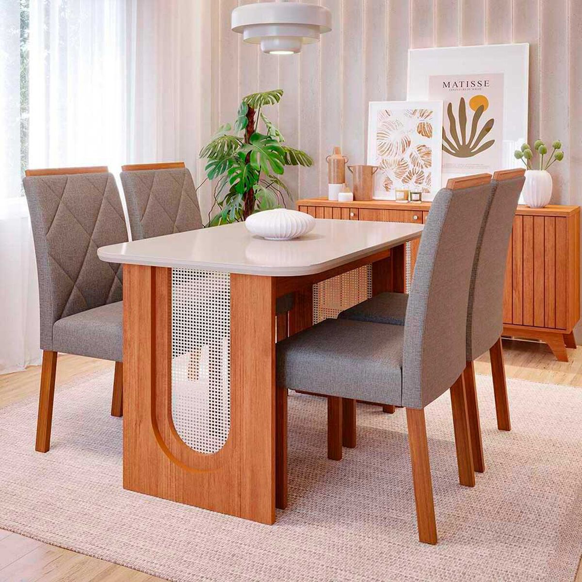 Juego de Comedor Decocasa Valentina 4 Sillas Off White