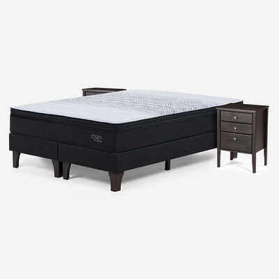 Imagen 2 del producto Cama Europea Rosen Base Dividida 2 Plazas Tempo + 2 Veladores Issey Grafito