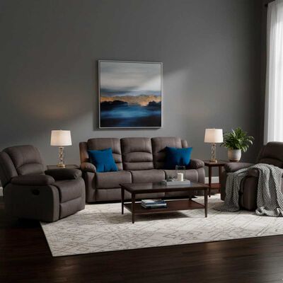 Juego de Living Reclinable Daniels Sof&aacute; 3 Cuerpos + 2 Bergers Martell Gris