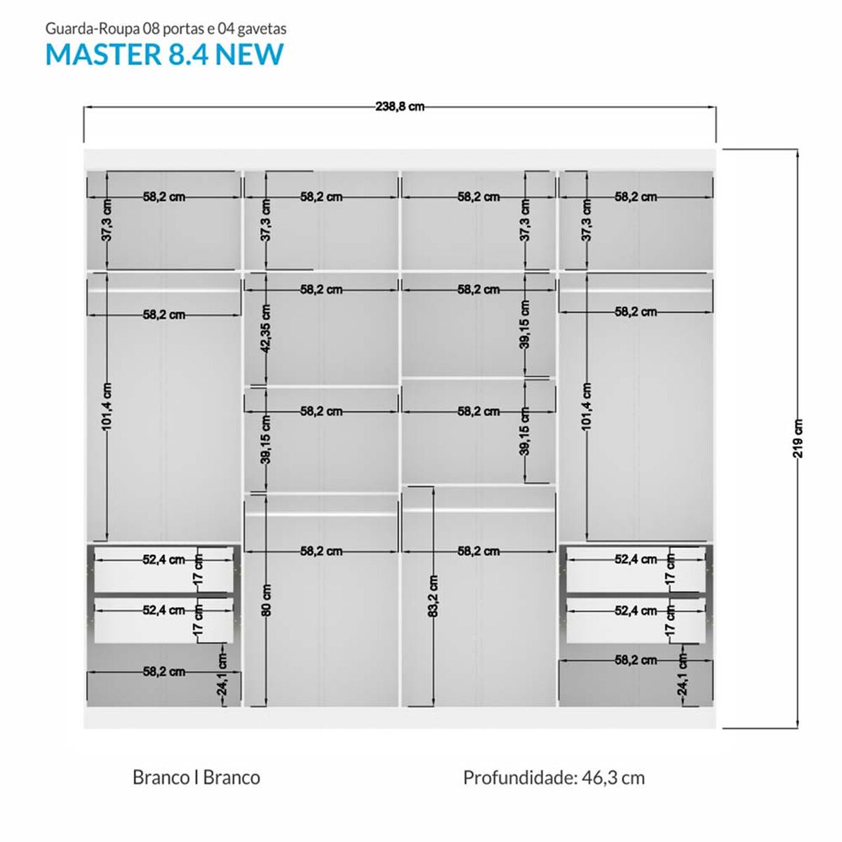 Clóset Onessta Master 8 Puertas Blanco