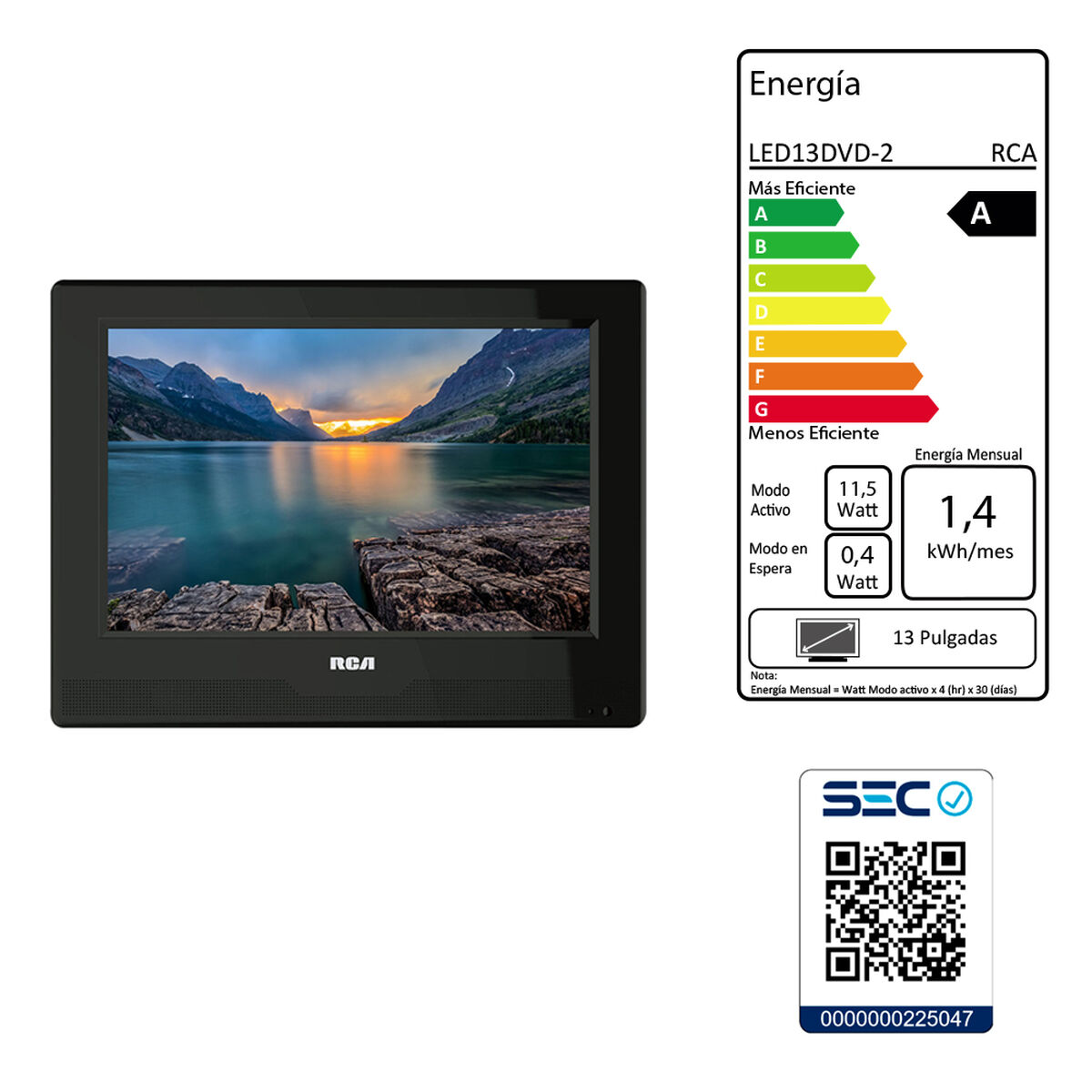 LED 13" DVD Portátil RCA HD