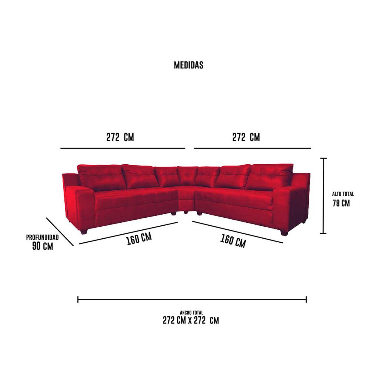 Sofá Seccional Deco Class Florencia 5 Cuerpos Burdeo