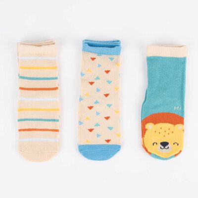 Imagen 2 del producto Pack 3 Calcetin Largo de Algodón Chess Baby Crudo, Turqueza