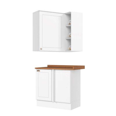 Imagen 1 del producto Combo Cocina Esquinero Mueble Aéreo + Base Home Mobili Americana Natural