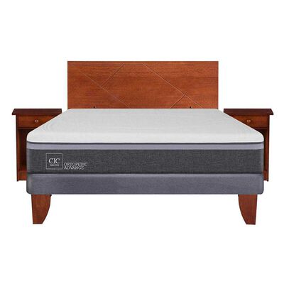 Imagen 1 del producto Cama Europea CIC 2 Plazas Ortopedic Advance + Respaldo + 2 Veladores New Villarrica