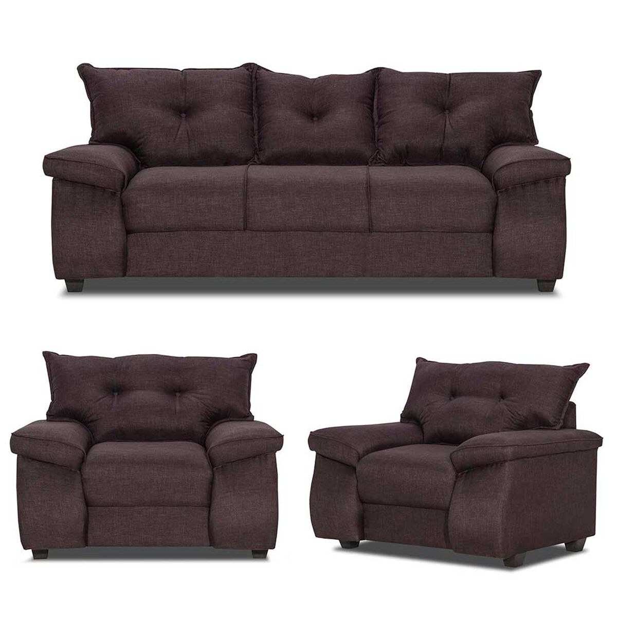 Juego de Living Innovamuebles Fortaleza Córdoba Sofá 3 Cuerpos + Dos Butacas 1 Cuerpo Chocolate