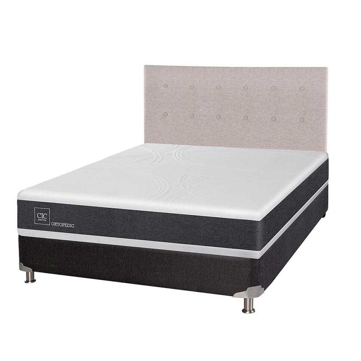 Box Spring CIC 2 Plazas New Ortopedic + Respaldo Tigris