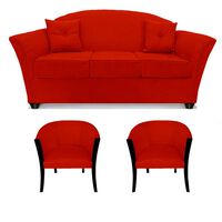 Juego de Living Elegant Detail Oregon  Sofá 3 Cuerpos + Dos Sillones 1 Cuerpo Rojo
