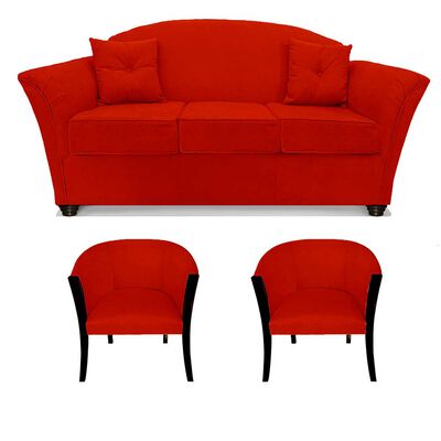 Juego de Living Elegant Detail Oregon  Sofá 3 Cuerpos + Dos Sillones 1 Cuerpo Rojo