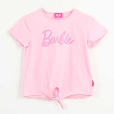 Polera Manga Corta Niña Barbie Rosado