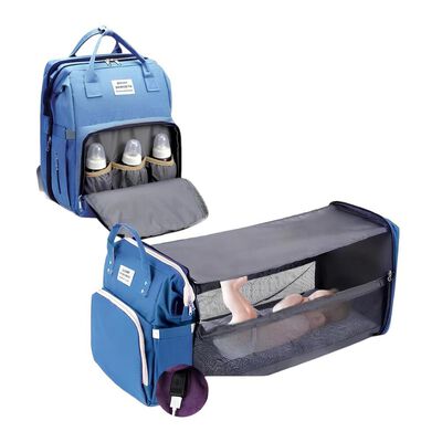 Mochila Maternal 3 en 1 con Cunita Lubabycas Azul