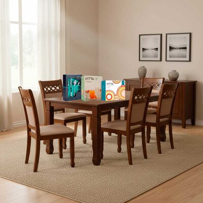 Imagen 1 del producto Combo Juego de Comedor Dreams Lisboa 6 Sillas Café + Set 18 California + Set 24 Piezas Cuchillos Vigo + Set 16 Piezas Madison