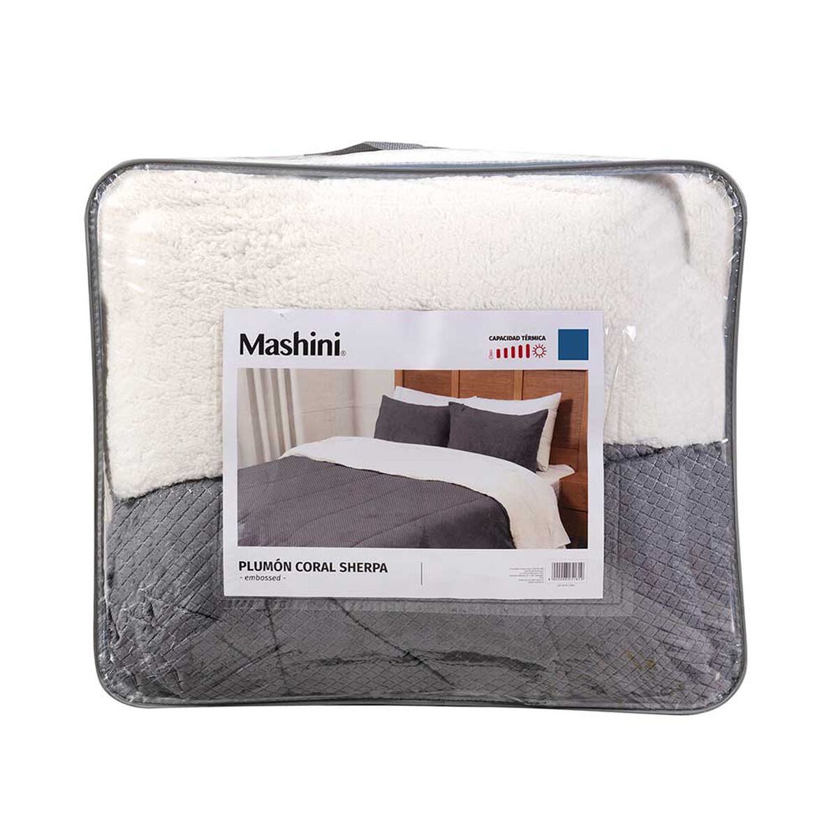 Plumón Mashini 2 Plazas Liso Gris