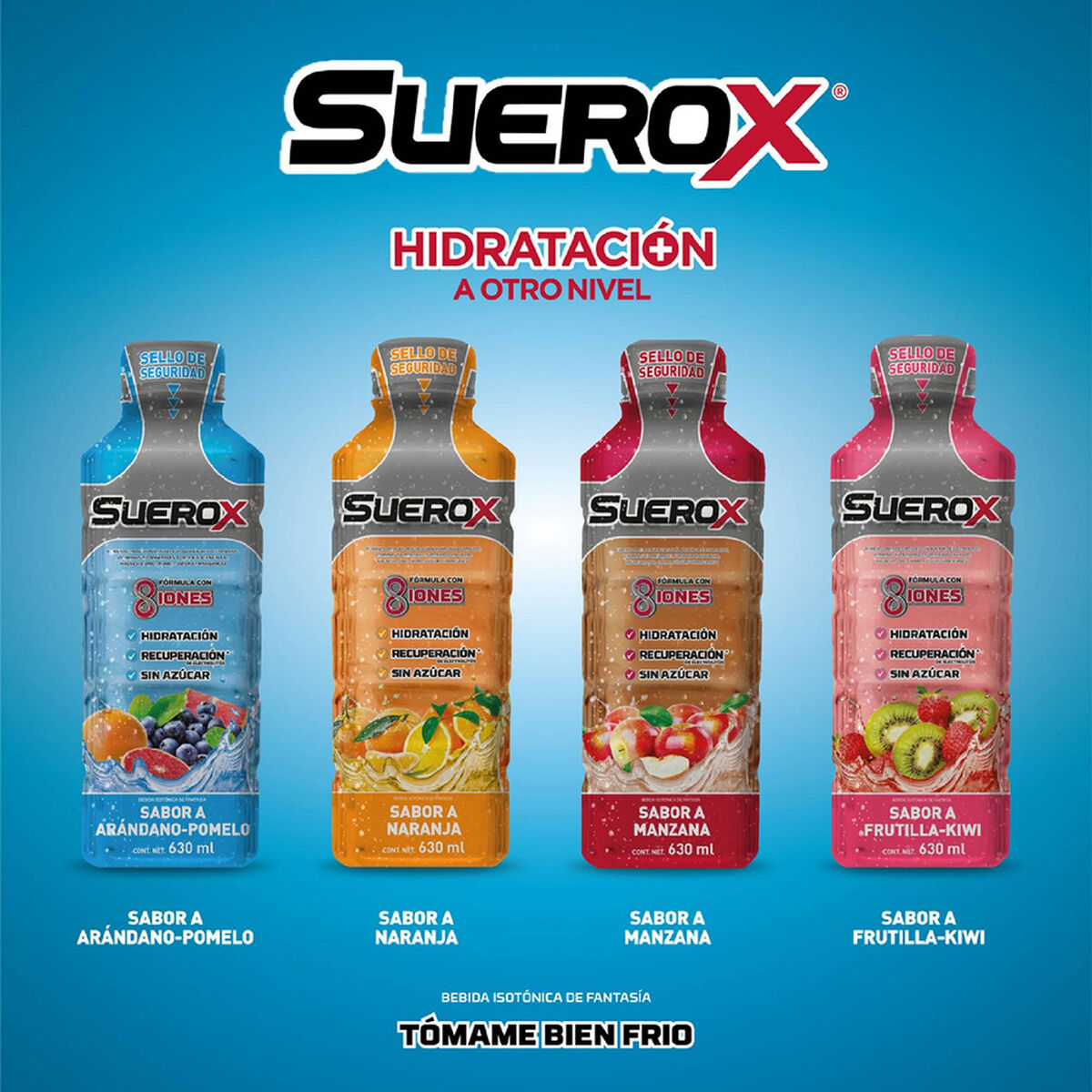 Pack Suerox 12 Bebidas Hidratantes Arandano Pomelo 630 ml c/u